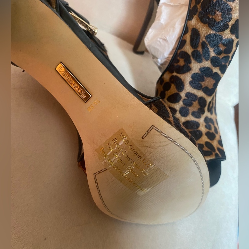 Louise Et Cie leopard calf skin peep toe heels - Picture 5 of 7